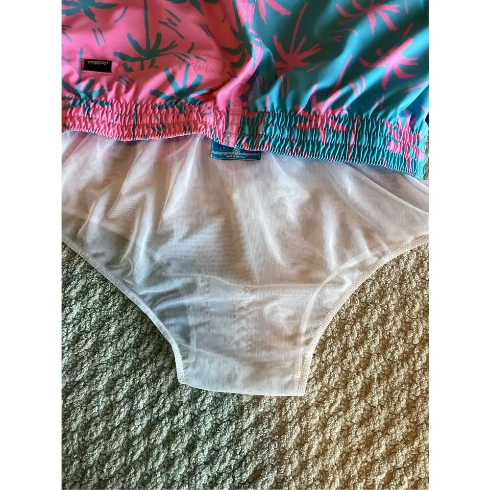 Chubbies Men's the prince of pints Quick Dry Swim Trunks, size M pink and blue